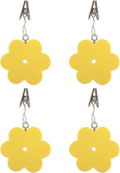 TwoFish Home Set of 4 Yellow Flower Resin Table Cover Tablecloth Weights Clips Handicraft Yellow Flower Tablecloth Clamps Pack of 4