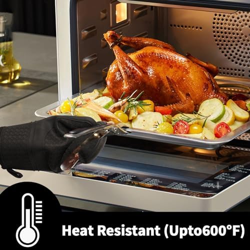 Silicone Oven Mitts, Heat Resistant 500F Kitchen Mitts 2PCS, 11.6" BPA-Free - Image 5