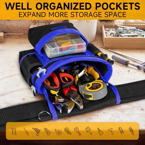 Tool Belt with 4 D-Rings, 27-Pockets Tool Belts - Image 5