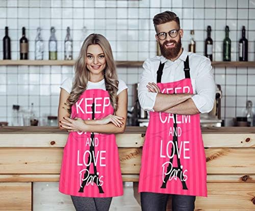 EKOBLA Keep Calm And Love Paris Aprons Eiffel Tower Heart Stripe Beauty Style - Image 4