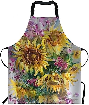 EKOBLA Sunflowers Aprons Abstract Bright Colored Floral Handmade Romantic by EKOBLA