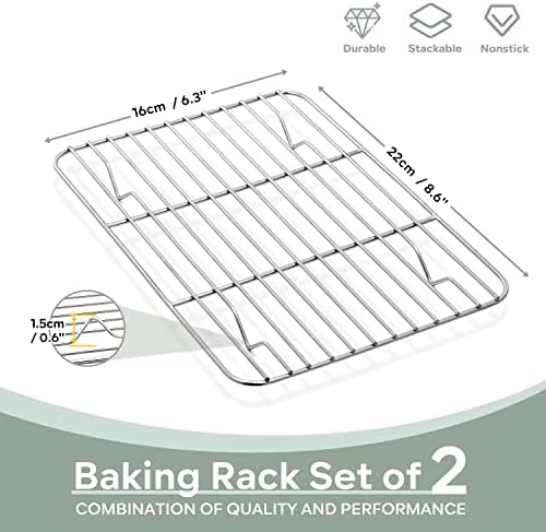Herogo Mini Cooling Rack Set of 2, Stainless Steel 8.6" x 6.3" Small Baking Rack - Image 2