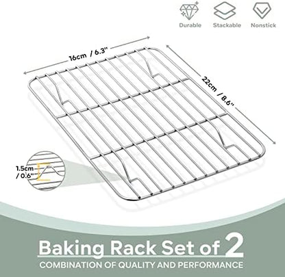 Herogo Mini Cooling Rack Set of 2, Stainless Steel 8.6" x 6.3" Small Baking Rack - Image 2