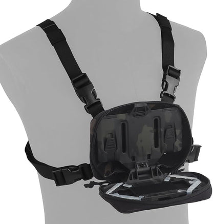 FoldPanel Tactical Chest Vest Pouch Set, Chest Rig Phone Mount as 4.7-6.7" Phone Plate Carrier Accessory with Pouch Cover