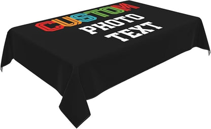 Custom Rectangle Table Cloth, Add Your Own Photo Logo Text, Personalized Tablecloth, Customizable Oil Proof Wipeable Table Cover for Wedding, Party, Restaurant, Outdoor, Picnic, 54x72in