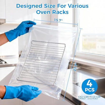 4 Pack Oven Grill Cleaning Bags（15.7''X23.7'', Heavy Duty Oven Rack Cleaner Bags - Image 2