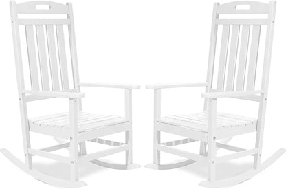 Outdoor Rocking Chair Set of 2, All-Weather Resistant Poly Lumber Rocker Chair by Adiromoti