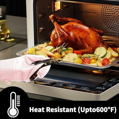 Silicone Oven Mitts, Heat Resistant 500F Kitchen Mitts 2PCS, 11.6" BPA-Free - Image 5