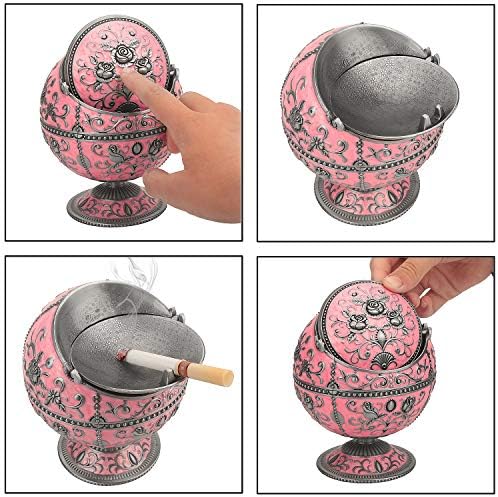 Windproof Ashtray with Lid for Cigarettes Metal Portable Cigar Ashtray Odor - Image 4