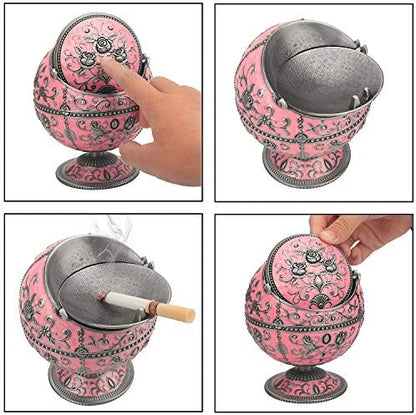 Windproof Ashtray with Lid for Cigarettes Metal Portable Cigar Ashtray Odor - Image 4