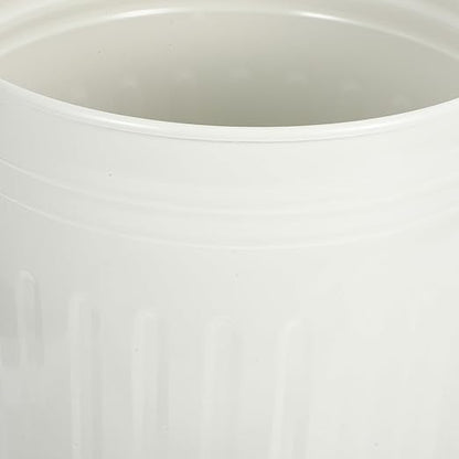 Wakauto Round Trash Can with Lid 8L Kitchen Waste Container Metal Recycling Bin for Bedroom Outdoor Office Home Use Beige