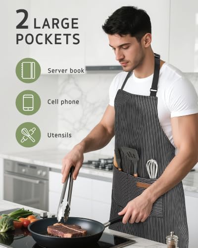 Syntus Apron for Men Women, Adjustable Cooking Kitchen Apron - Image 6