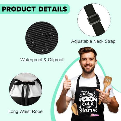 Funny Aprons for Women Men, Adjustable Black Grilling Cooking Baking Apron - Image 3