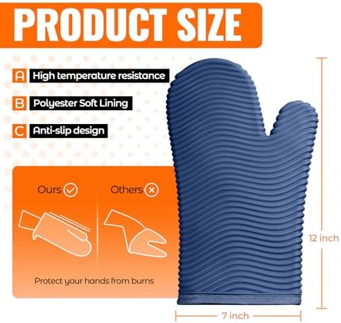 YUTAT Silicone Oven Mitts, Heat Resistant Oven Gloves - Image 2