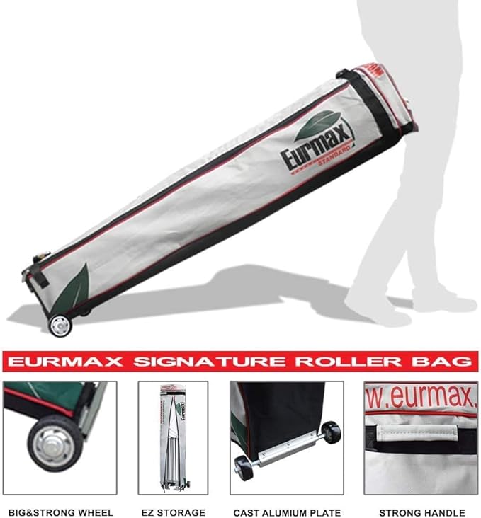 Eurmax USA 10'x20' Pop-up Canopy Tent Commercial Instant Canopies with 4 Removable Zipper End Side Walls and Roller Bag, Bonus 6 SandBags(Red)
