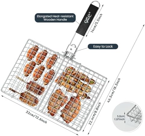 Portable BBQ Grill Basket, Fish Grill Baskets, Folding Portable Fish Grilling - Image 3