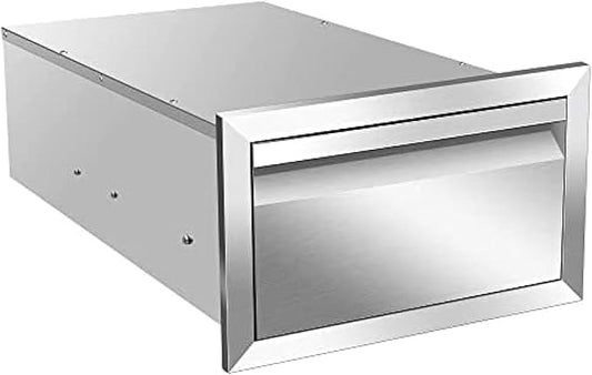 Outdoor Kitchen Drawers, Flush Mount Triple Access BBQ Drawers With Stainless Steel Handle, BBQ Island For BBQ Island Patio Grill Station,Single Drawer