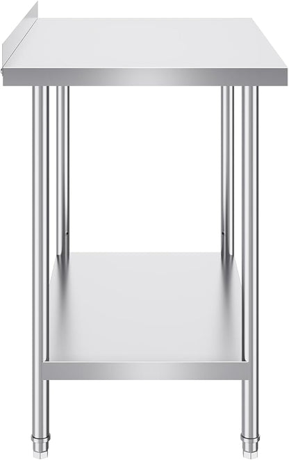 VEVOR 24 x 36 x 36 Inch Stainless Steel Work Table, Commercial Food Prep Worktable Heavy Duty Prep Worktable, Metal Work Table with Adjustable Height for Restaurant, Home and Hotel