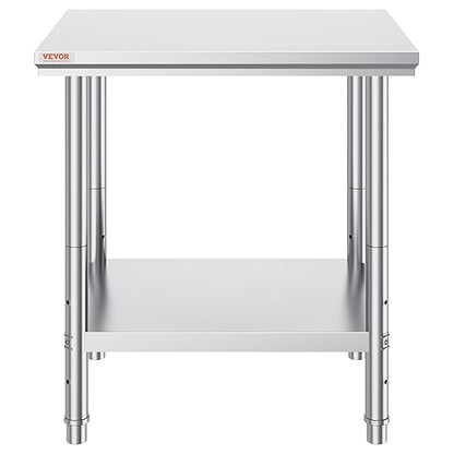 Mophorn Commercial Worktable & Workstation 24 x 30 x 32 Inch Stainless Steel Work Table Heavy Duty Commercial Food Prep Work Table for Home, Kitchen, Restaurant Metal Prep Table with Adjustable Feet