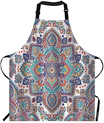 EKOBLA Bohemian Aprons Floral Paisley Medallion Pattern Retro Ethnic Mandala by EKOBLA