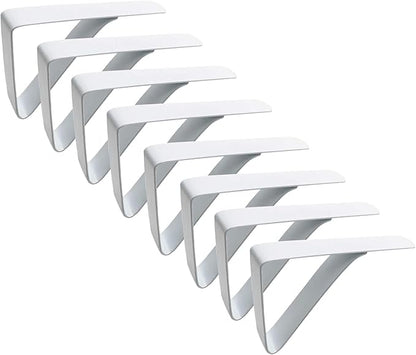 Large Tablecloth Clips Stainless Steel Rust Proof Table Cloth Clips Table Clips for Home, Restaurants, Picnic, Party, Dining Tables - Fits Up to 2.6 Inch Thick Tables 8Pcs White