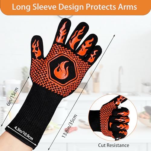 BBQ Fireproof Gloves, Grill Cut-Resistant Gloves 1472°F Heat Resistant Gloves - Image 2