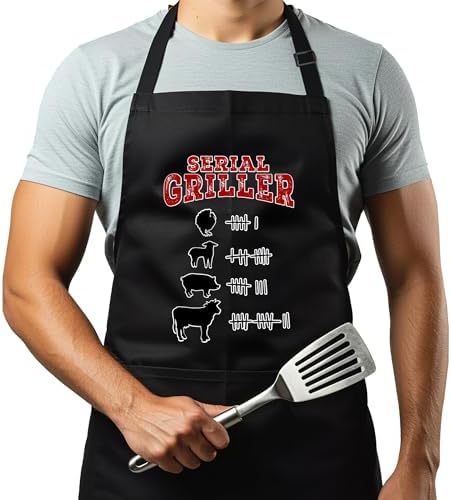 Custom Grill Master Aprons for Men, Mens Grilling Gifts for Fathers Day - Image 4