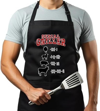 Custom Grill Master Aprons for Men, Mens Grilling Gifts for Fathers Day - Image 4