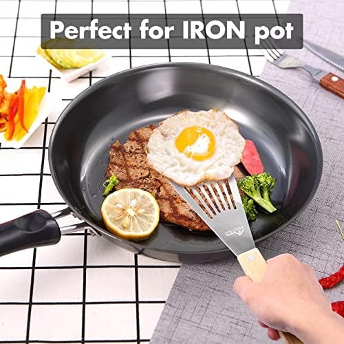 HOTEC 2-Pack Stainless Steel Fish Spatula, Wooden Handle - Image 5
