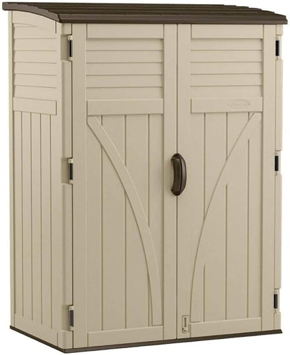 Suncast Outdoor Storage Cabinet Waterproof Resin Vertical Outdoor Storage Shed (54 cu. ft.) for Patio, Garden Tools, Cushions, & Equipment. Weatherproof Plastic Multi-Wall Design, Capacity Made in USA