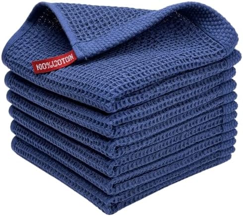 100% Cotton Waffle Weave Kitchen Towels, 6 Pack Dish Cloths by FreeNook
