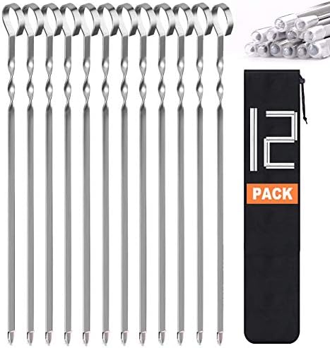 Skewers for Kabobs, Reusable Grill Shish BBQ Barbecue Sticks for Meat Chicken by LANNEY