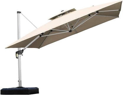 PURPLE LEAF Cantilever Outdoor Umbrella 11' x 11' Large Double Top, 3-Yr by PURPLELEAF