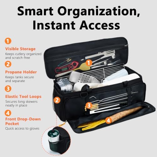 24” Grill Tool Storage with Rigid Bottom Board, BBQ Utensil Bag, Bag Only - Image 4