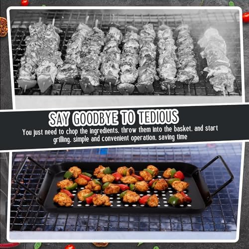 3 Pack Grill Topper Pans for Outdoor Grill, Stainless Steel Vegetables BBQ - Image 5