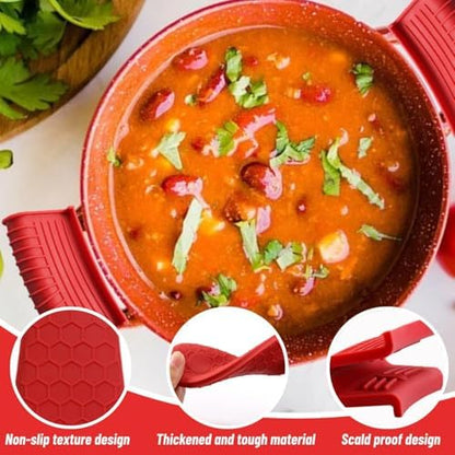 4 Pack Silicone Hot Handle Holder Cover Cast Iron Handle Cover Silicone Pot - Image 4