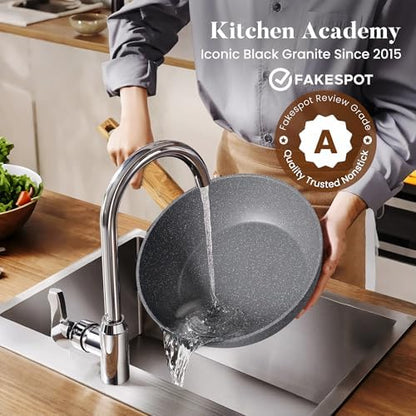 Kitchen Academy Granite Pots and Pans Set Non Stick, Induction Cookware - Image 5