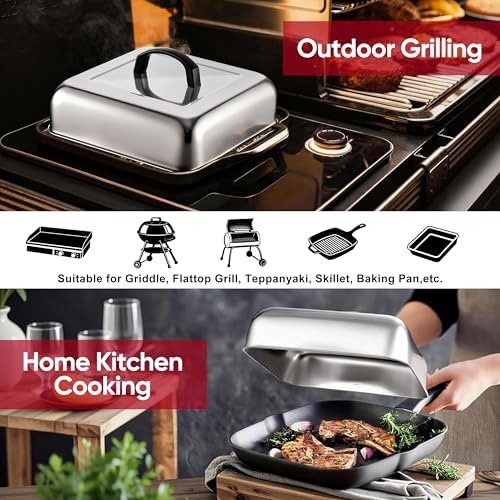 Joyfair Griddle Basting Cover 2 Pack, 10” Melting Dome Barbecue Tool Sets - Image 6
