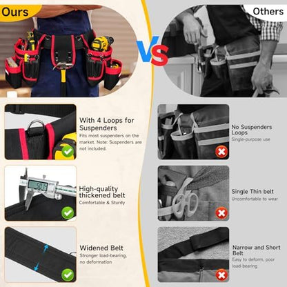 Tool Belt with 4 D-Rings, 27-Pockets Tool Belts - Image 3