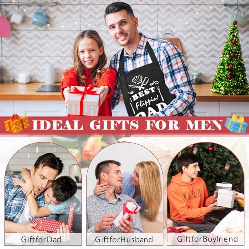 Fiodrimy Black Funny Aprons for Men, Grill Apron for Dad Husband Birthday - Image 6