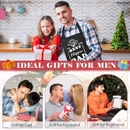 Fiodrimy Black Funny Aprons for Men, Grill Apron for Dad Husband Birthday - Image 6
