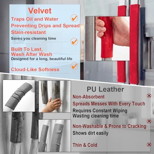 Volecy Refrigerator Handle Covers, Washable Velvet Appliance Door Handle Covers - Image 4