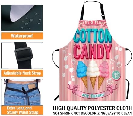 WONDERTIFY Cartoon Candy Apron, Sweet and Colorful Candy Pink Background Bib - Image 3