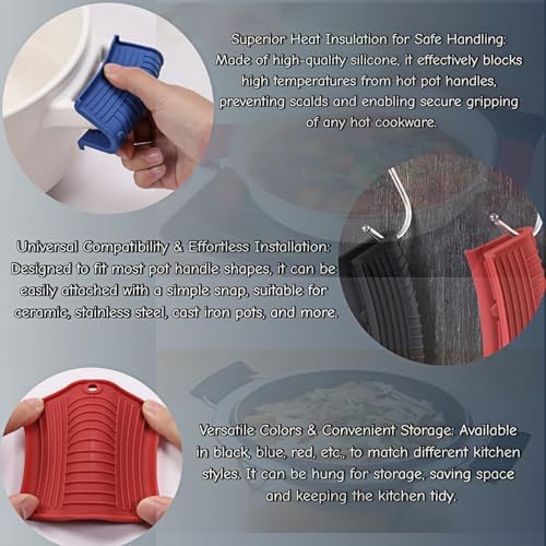 4 Pcs Silicone Assist Hot Pan Handle Holder, Hot Skillet Handle Covers - Image 4