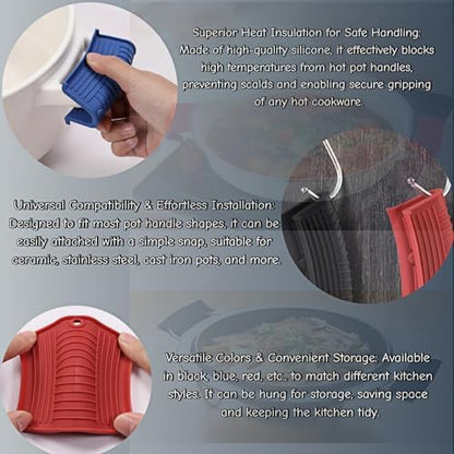 4 Pcs Silicone Assist Hot Pan Handle Holder, Hot Skillet Handle Covers - Image 4