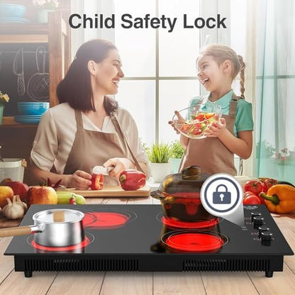 GIHETKUT 4 Burner Electric Cooktop, 7200W Built-in & Countertop 30 inch stove - Image 2