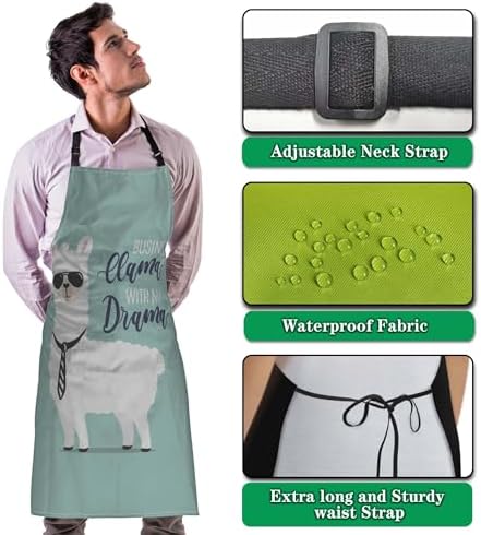 Funny Aprons for Adults Men Alpaca Mans Kitchen Apron for Kitchen Cooking - Image 4