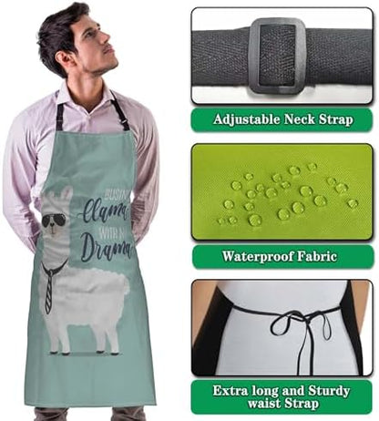 Funny Aprons for Adults Men Alpaca Mans Kitchen Apron for Kitchen Cooking - Image 4