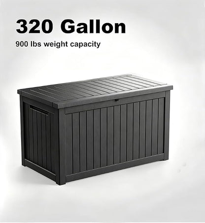 320 Gallon Large Outdoor Storage Box Waterproof, UV Resistant Resin Deck Box - Image 2