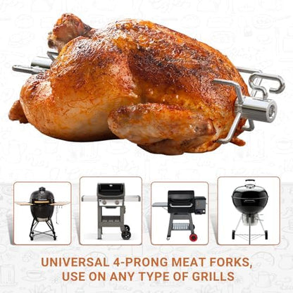 onlyfire 6008 Stainless Steel Rotisserie Meat Forks - Image 4